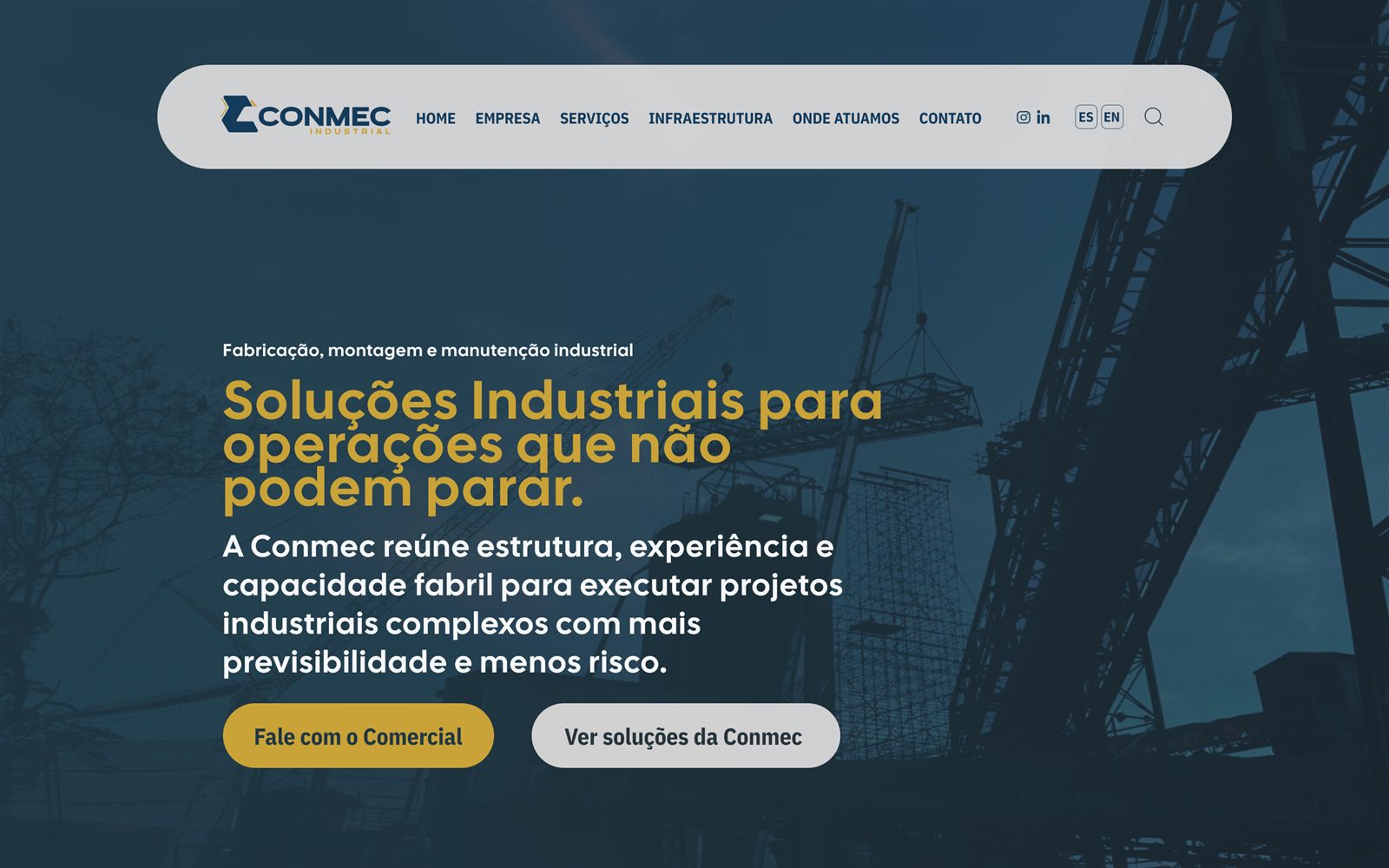 Novo site da Conmec Industrial: página inicial